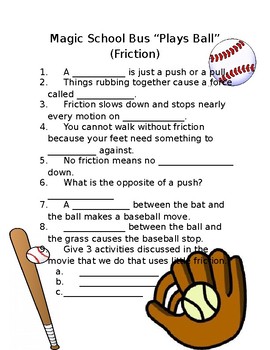 Preview of Guided Noted "Magic School Bus, Plays Ball" Friction