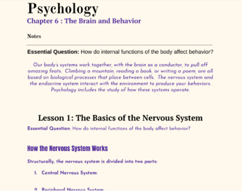 Preview of Guided Notes Biological Basis of Behavior 