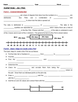 Preview of Guided Notes - Box Plots (Student & Teacher Versions)