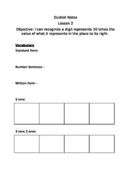 Preview of Guided Notes Engage NY Module 1 Lesson 2