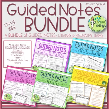 Preview of Guided Notes, Figurative Language, Literary Terms