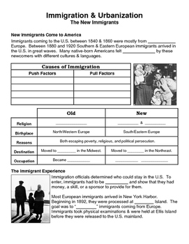 Preview of 15 - Immigration & Urbanization - Scaffold/Guided Notes (Blank and Filled-In)