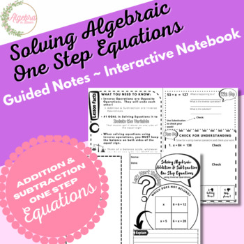 Preview of Guided Notes Interactive Notebook // One Step Addition & Subtraction Equations