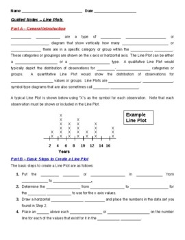 Preview of Guided Notes - Line Plots (Teacher and Student Versions)