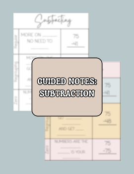 Preview of Guided Notes: Subtraction