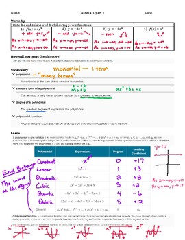 Preview of Guided Notes Teacher Guide - Lesson 4.1, part 2