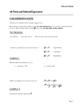 Preview of Guided Notes | Teaching Roots and Radicals Made Easy!