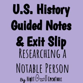 Preview of 5th Grade Social Studies - Guided Notes - Researching a Notable Person