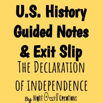 Preview of 5th Grade Social Studies - Guided Notes - The Declaration of Independence