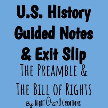 Preview of 5th Grade Social Studies - Guided Notes - The Preamble and The Bill of Rights