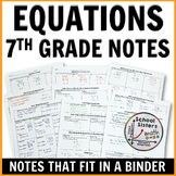 Guided Notes for 7th Grade Solving Equations Unit