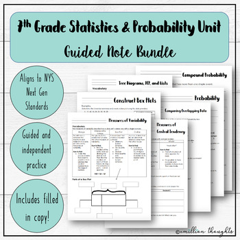 Preview of Guided Notes for 7th Grade Statistics and Probability Unit