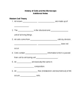 the history of cell biology worksheet