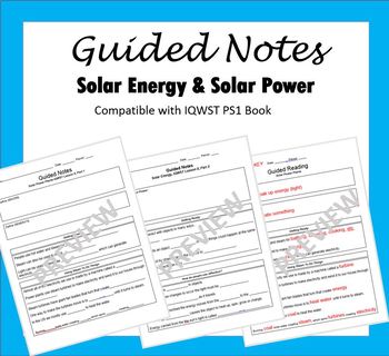 Preview of Guided Notes on Solar Power & Solar Energy (Compatible with IQWST PS1, Lesson 8)