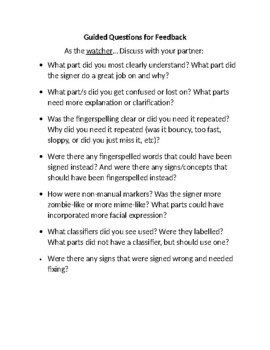 Preview of Guided Questions for ASL Peer Feedback