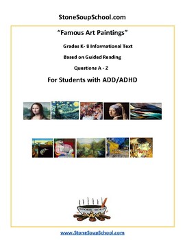 Preview of Guided Reading A-Z: Famous Art Paintings for students with ADD/ ADHD