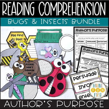 Preview of Bugs and Insects Reading Comprehension | Author's Purpose Activities Bundle