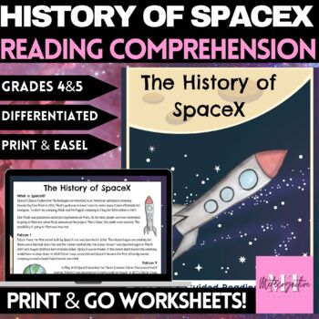 Preview of History of SpaceX Guided Reading Comprehension Worksheets