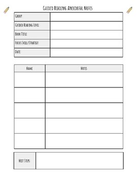 Guided Reading Anecdotal Notes by Teaching Unleashed | TpT