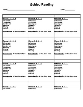 Preview of Guided Reading Anecdotal Recording Sheet