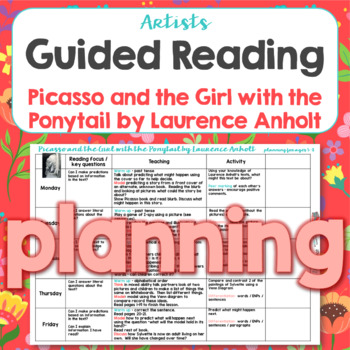 Preview of Guided Reading for Picasso & the Girl with a Ponytail, Anholt Planning