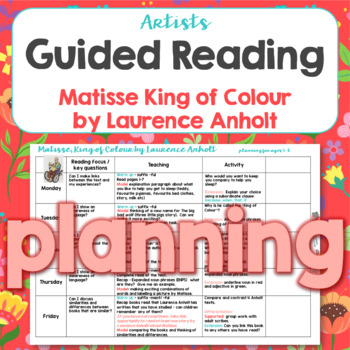 Preview of Guided Reading Planning for Matisse King of Colour Color by Laurence Anholt