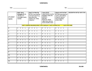 Preview of Guided Reading Assessment Template