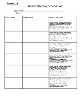 Preview of Guided Reading Assessment Templates Levels A-Z-with Built-In checklists!