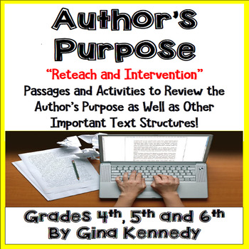 Preview of Author's Purpose Reading Passages, Extra Practice, Reading Skill Intervention!