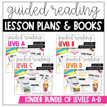 Preview of Kindergarten Guided Reading Lesson Plans Printable Leveled Reading Books