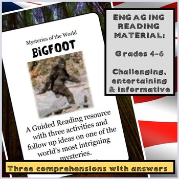 Preview of Reading comprehensions: Bigfoot - Three activities.