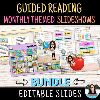 Preview of Guided Reading & Literacy Monthly Editable Slideshows BUNDLE