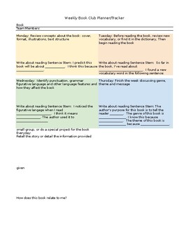 Preview of Guided Reading Book Club Planner and Task Tracker