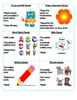 Preview of Guided Reading Center Cards (1) Freebee