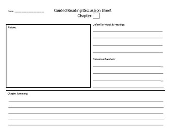 Preview of Guided Reading Chapter Discussion Graphic Organizer and Rubric