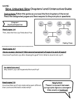 Preview of Guided Reading Chapters 1-4 Sing, Unburied, Sgin