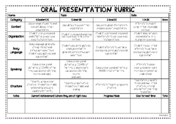 rubric for oral presentation grade 2