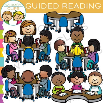 Preview of School Kids Classroom Guided Reading Clip Art
