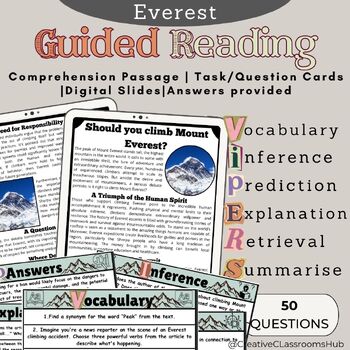 Preview of Guided Reading Comprehension: Task cards I Digital slides I VIPERS I Everest