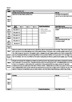 Preview of Guided Reading Comprehension Template