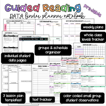 Preview of PRINTABLE Guided Reading Data Binder Planner Pages
