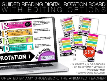 Preview of Guided Reading Digital Rotation Board Pack with Timers