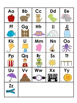 Alphabet Chart With Pictures Printable