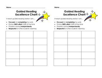 Preview of Guided Reading Excellence Sticker Chart