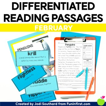 Preview of 1st Grade Reading Comprehension Passages for February | Differentiated