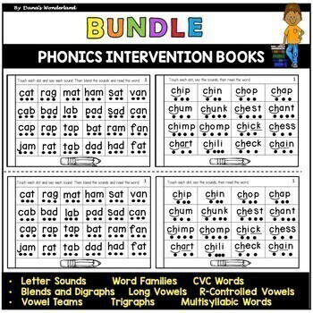 Preview of Phonics Booklets BUNDLE: Phonics Review and Daily Practice Reading Intervention