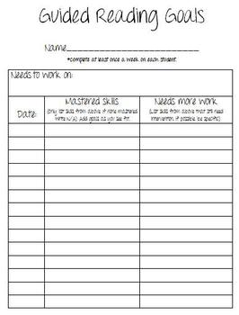 Guided Reading Goals by Ashley Ritchie | Teachers Pay Teachers