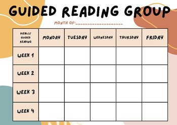 Preview of Guided Reading Group Planner