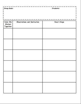 Preview of Guided Reading Group Recording Sheet