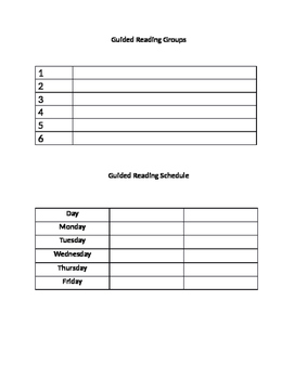 Preview of Guided Reading Group/Schedule Form